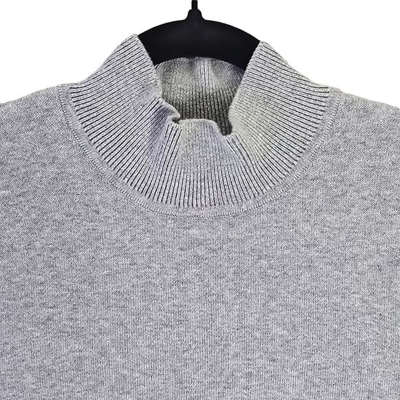 Liz Claiborne Sweater Womens Large Petite Grey Sleeveless Mock Neck Knit Casual - Picture 2 of 10